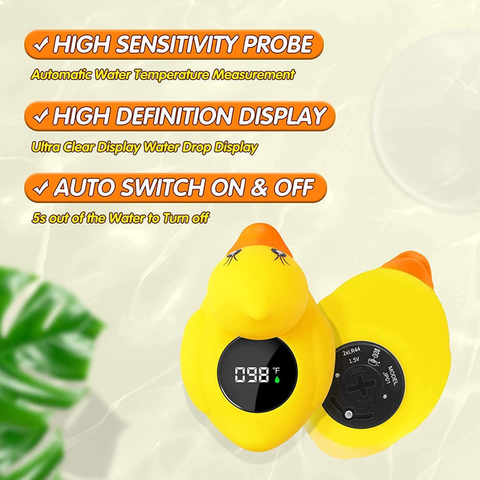 Little Yellow Duck Thermometer - Baby Bath LED Digital Bathtub Water Temperature for Infants, Newborn, Toddler, Kids - Gear Elevation