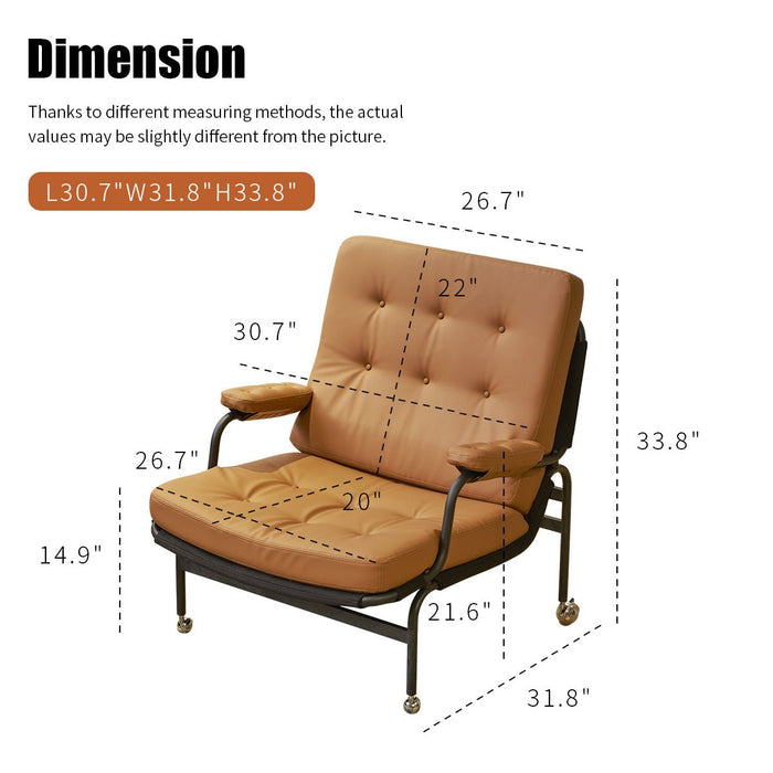 Living Room Chair with High Backrest, Soft Padding, Adhesive Leather Armrests, and Metal Legs - Gear Elevation
