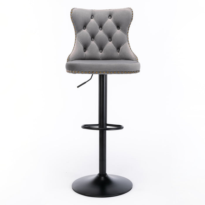 Lux Velvet Bar Stools - Upholstered Bar Stools with Backs Comfortable Tufted for Home Pub and Kitchen - Gear Elevation