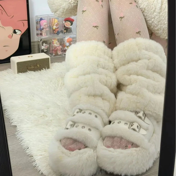 Luxurious Thick Imitation Mink Fur Leg Warmers for Women – Plush Mid - Length Socks to Keep You Warm and Stylish for Harajuku Parties - Gear Elevation