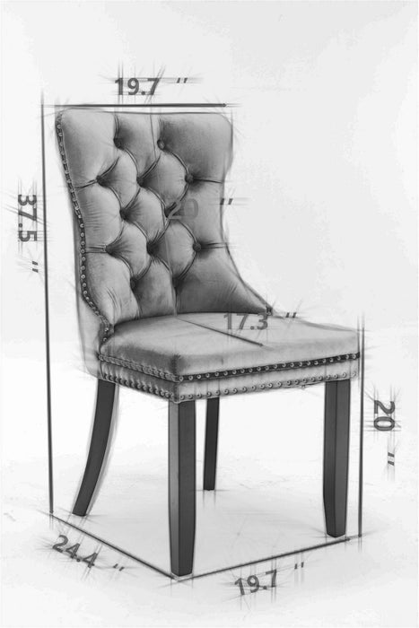 Luxury Velvet Tufted Dining Chairs, Solid Wood Legs with Nailhead Trim, Set of 2 - Gear Elevation