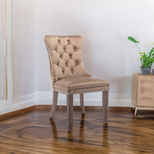 Luxury Velvet Tufted Dining Chairs, Solid Wood Legs with Nailhead Trim, Set of 2 - Gear Elevation