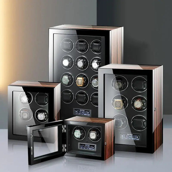 Luxury Watch Winder Box With LCD Display - Wooden Watch Accessories Boxes with Remote Control - Gear Elevation