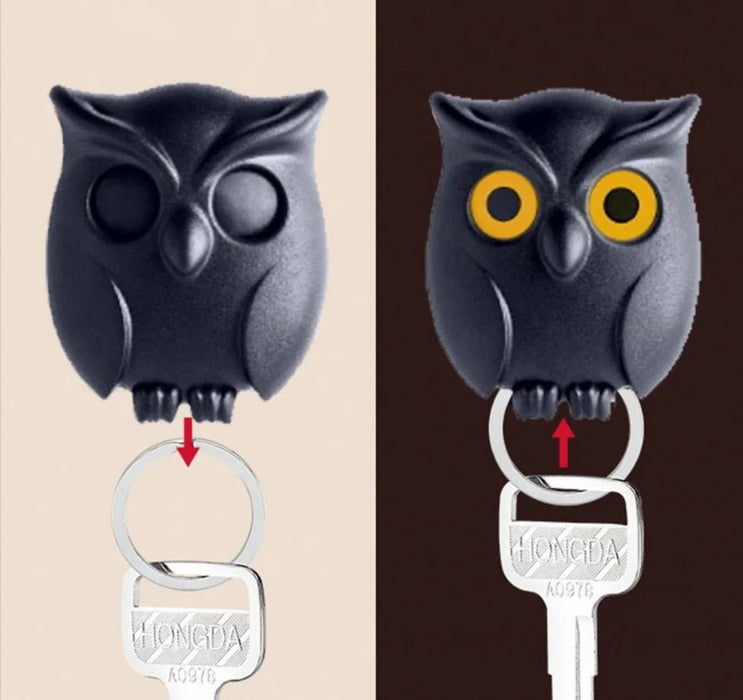 Magnetic Night Owl Key Holder – Charming Keychain Keeper with Eye - Catching Automatic Open - Close Feature for Home & Office - Gear Elevation