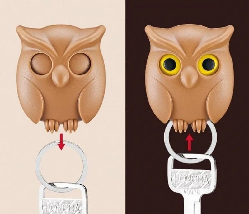 Magnetic Night Owl Key Holder – Charming Keychain Keeper with Eye - Catching Automatic Open - Close Feature for Home & Office - Gear Elevation