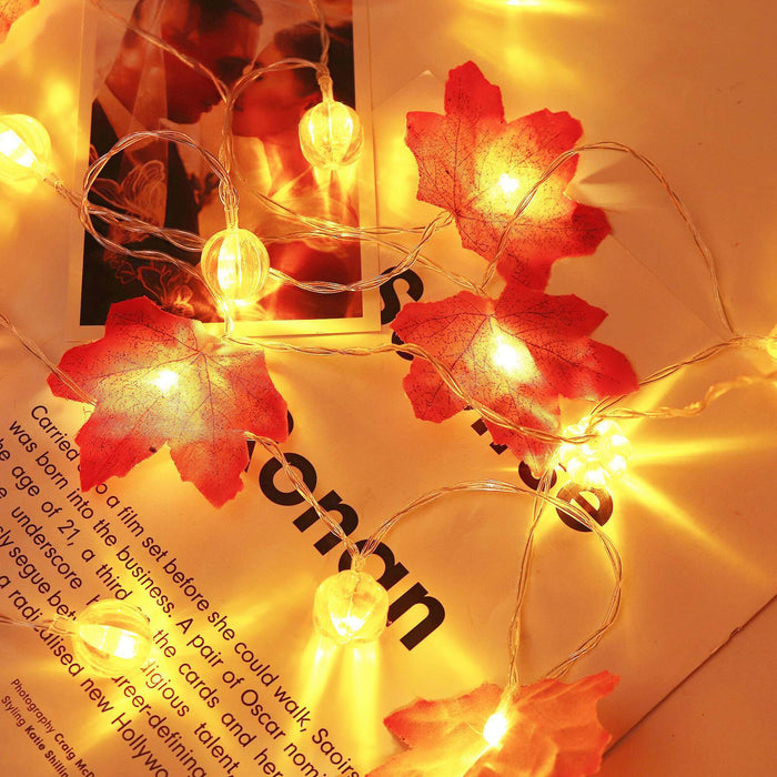 Maple Leaves Pumpkin String Light - String Lights Hanging Fairy Atmosphere Lamp For Halloween Decor - Gear Elevation