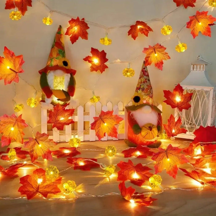 Maple Leaves Pumpkin String Light - String Lights Hanging Fairy Atmosphere Lamp For Halloween Decor - Gear Elevation