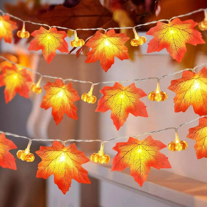 Maple Leaves Pumpkin String Light - String Lights Hanging Fairy Atmosphere Lamp For Halloween Decor - Gear Elevation