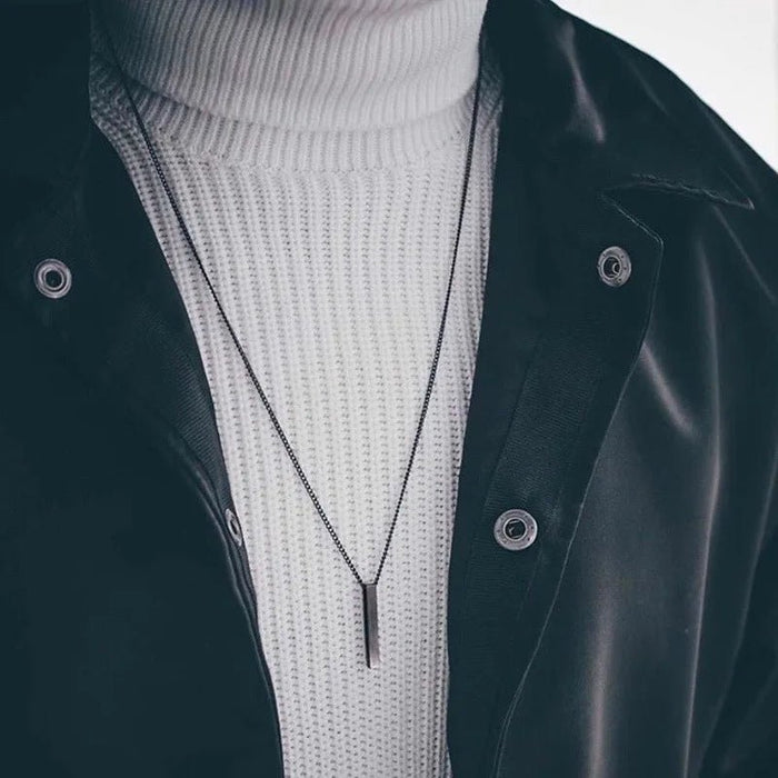 Men's Stainless Steel Keel Chain Necklace – Sleek Cube Pendant for Effortless Style and Sophistication - Gear Elevation