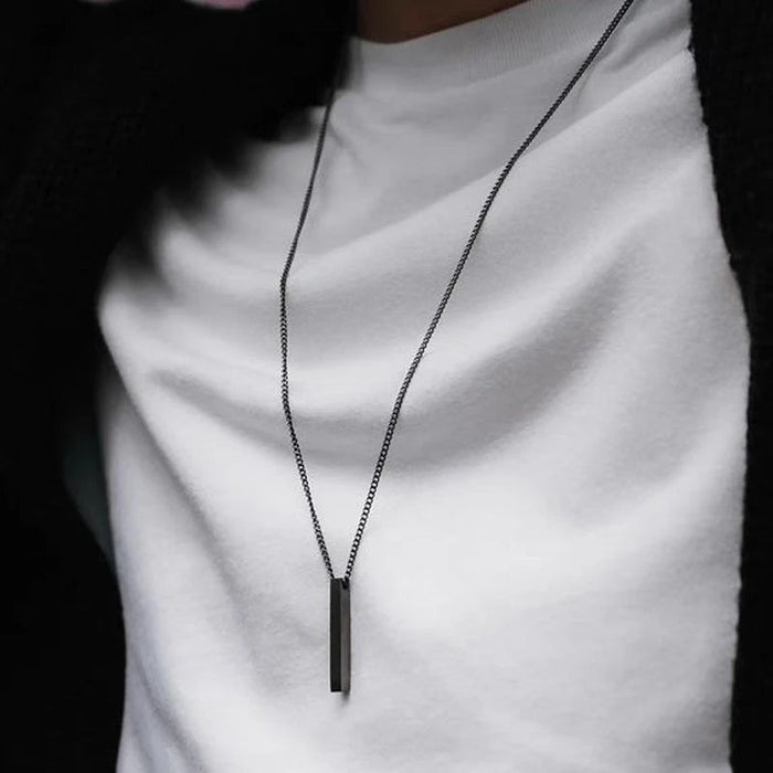 Men's Stainless Steel Keel Chain Necklace – Sleek Cube Pendant for Effortless Style and Sophistication - Gear Elevation