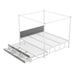 Metal Queen Size Canopy Platform Bed with Twin Size Trundle and 3 Storage Drawers - Gear Elevation