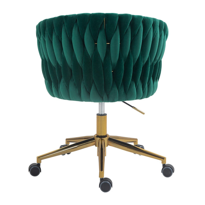Modern Design Hand - Woven Dressing Chair with Wheeled Backrest, Adjustable for 360° Rotation Height - Gear Elevation