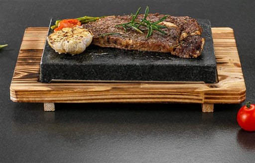 Modern Sizzling Lava Stone Steak Set – Premium Hot Rock Grill with Elegant Wood Tray for Perfect Indoor Steak Nights - Gear Elevation