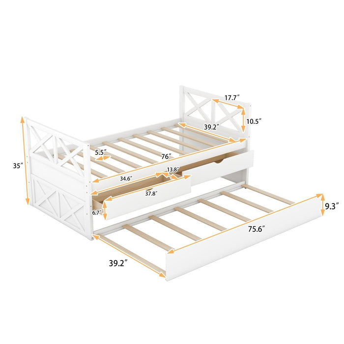Multi - Functional Daybed with Drawers and Trundle - Gear Elevation