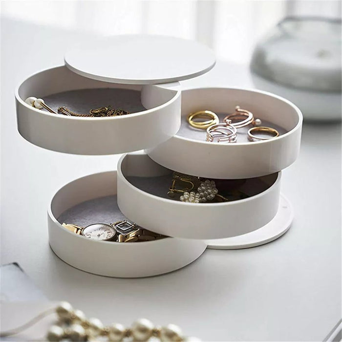 Multi - Layer Rotating Jewelry Box - Compact Rotating Storage - Gear Elevation