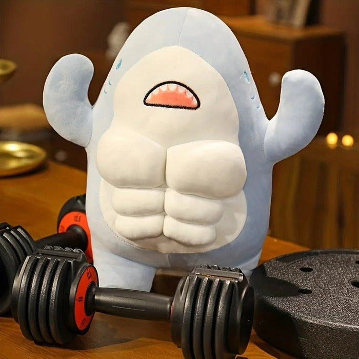 Muscle Shark Plush Toys - Stuffed Ocean Whale Fish Soft Plushie Animals - Gear Elevation