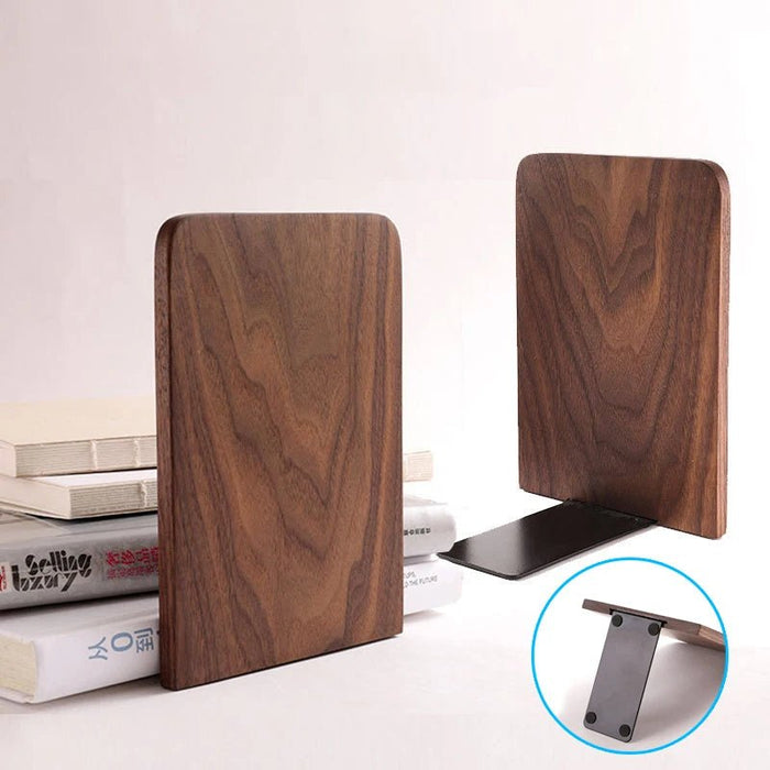 Natural Wood Bookends – Stylish Desktop Organizer for Home & Office - Gear Elevation