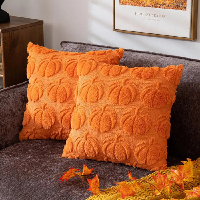 Plush Pumpkin Halloween Sofa Pillow Cover - Fun Holiday Living Room Decoration