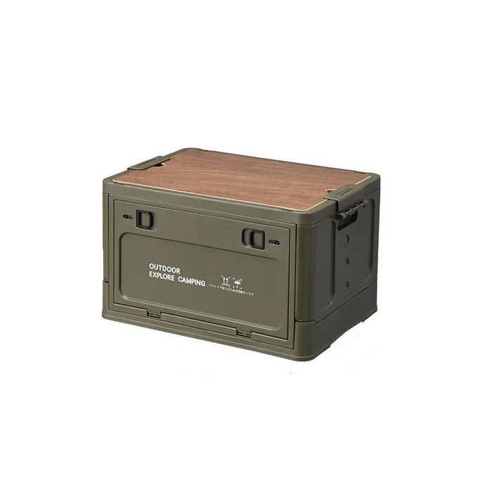 Outdoor Camping Folding Tourist Table Storage Box - Wooden Lid Storage Organizer - Gear Elevation