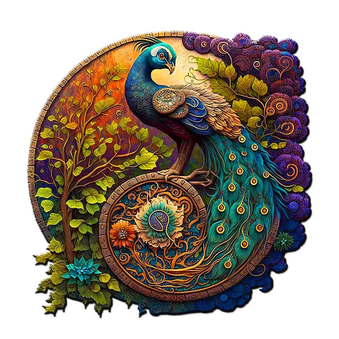 Peacock & Bird Wooden Puzzle Educational Toy – Multi - Size Round Puzzle for Adults & Kids, Perfect Festival Gift & Relaxing Toy - Gear Elevation