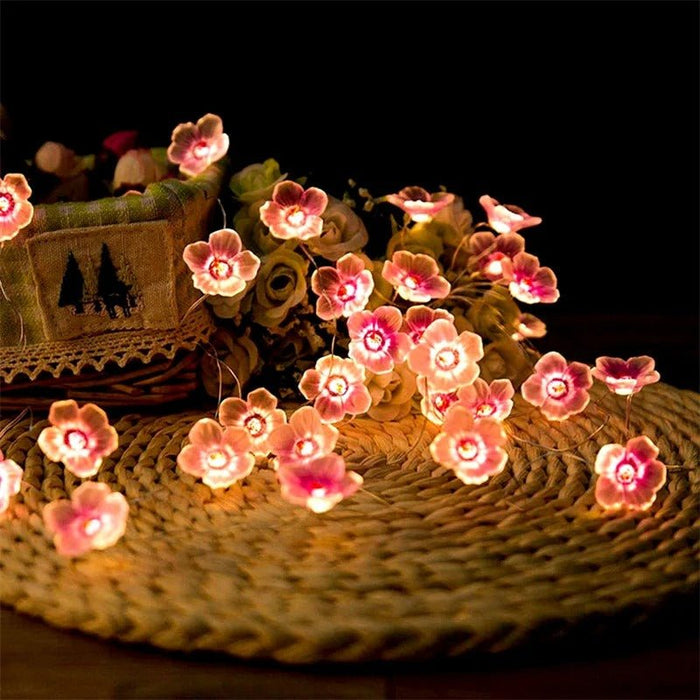 Pink Cherry Blossom Fairy Light Garland - Creative Flower - Shaped String Lights - Gear Elevation