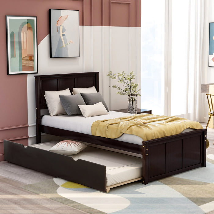 Platform Bed with Twin Size Trundle, Twin Size Frame - Gear Elevation