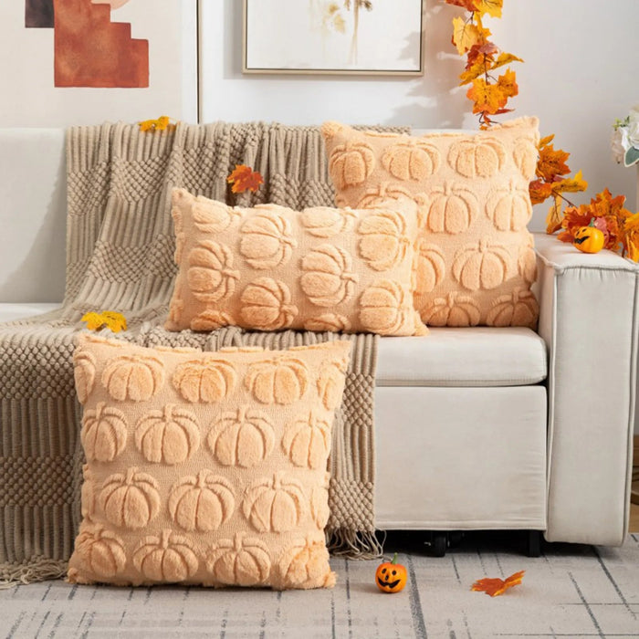 Plush Pumpkin Halloween Sofa Pillow Cover - Fun Holiday Living Room Decoration - Gear Elevation