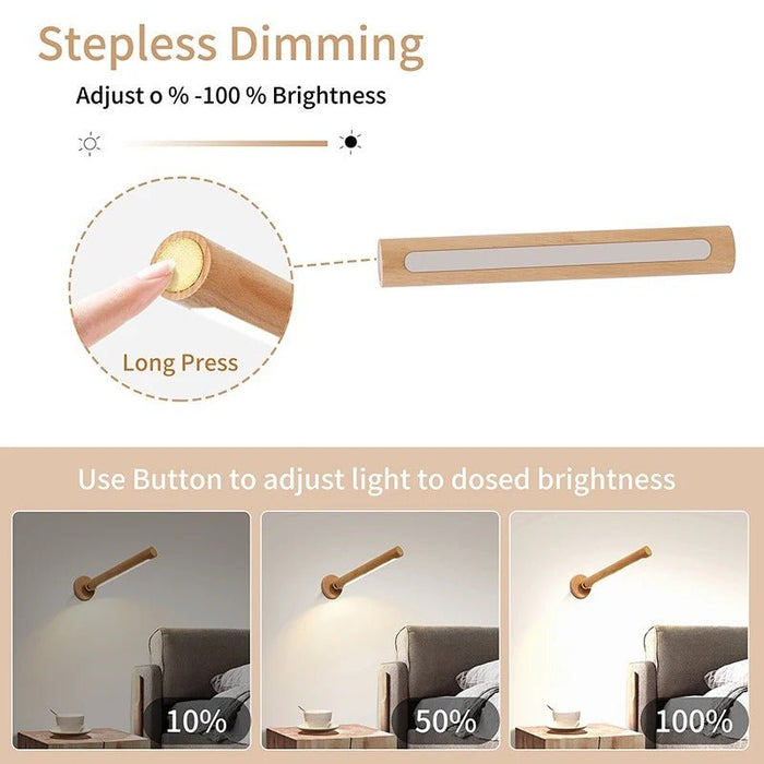 Portable 360° Rotating Rechargeable Wall Light - Magnetic Adjust USB Charging Wood Wall Mounted Lamp - Gear Elevation