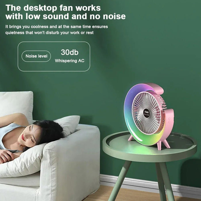 Portable Cooling Fan - USB Rechargeable Fan with LED 7 - Color Lighting - Gear Elevation