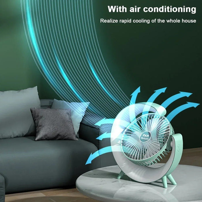 Portable Cooling Fan - USB Rechargeable Fan with LED 7 - Color Lighting - Gear Elevation