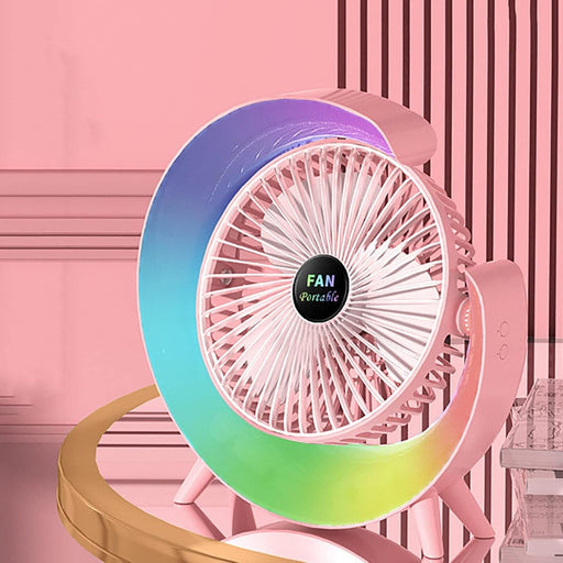 Portable Cooling Fan - USB Rechargeable Fan with LED 7 - Color Lighting - Gear Elevation