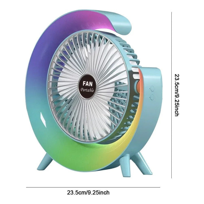 Portable Cooling Fan - USB Rechargeable Fan with LED 7 - Color Lighting - Gear Elevation