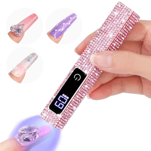 Portable Handheld UV LED Nail Lamp with Rhinestones – Rechargeable Nail Dryer for Perfect Manicures, Featuring Diamond Nail Art & Quick Curing Power - Gear Elevation