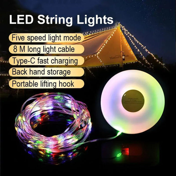 Portable LED Light String for Camping - 8m Outdoor Atmosphere Tent Lights with 1800mAh Rechargeable Battery - Gear Elevation