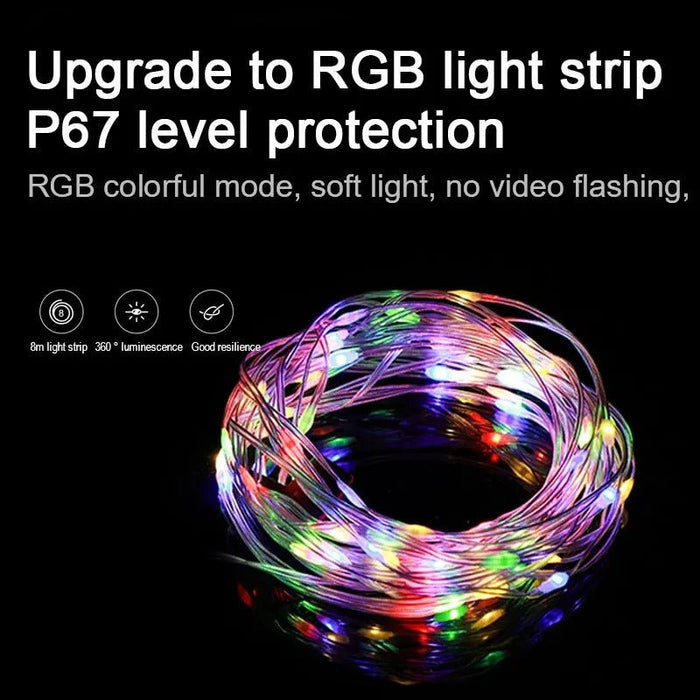 Portable LED Light String for Camping - 8m Outdoor Atmosphere Tent Lights with 1800mAh Rechargeable Battery - Gear Elevation