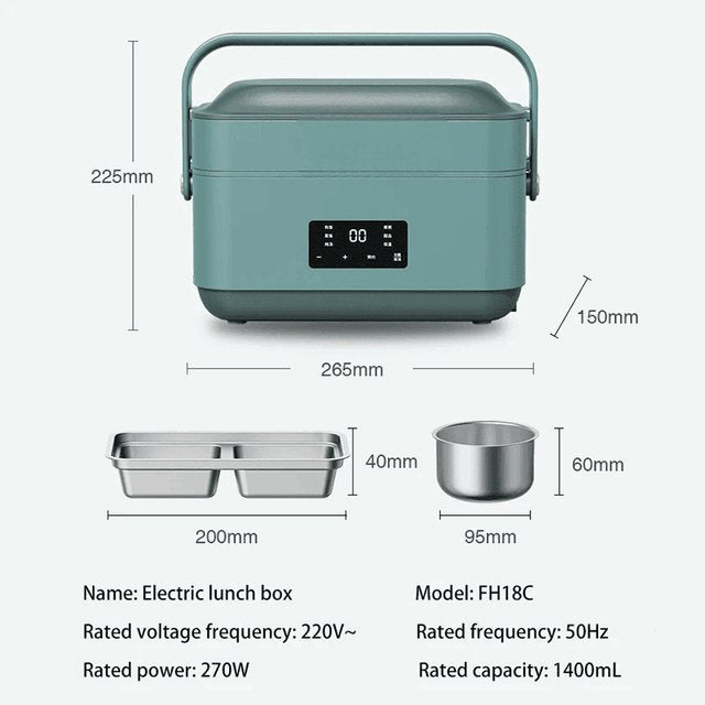 Portable Plug - in Electric Heating Insulated Lunch Box - Multifunctional Plug - in Heating Box - Gear Elevation