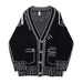 Printed Graffiti V - Neck Knitted Cardigan – Oversized Single - Breasted Jacket for Chic Autumn & Winter Fashion - Gear Elevation