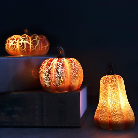 Pumpkin LED Candle Lamp Resin - Halloween Pumpkin Lantern Simulation LED Candle - Gear Elevation