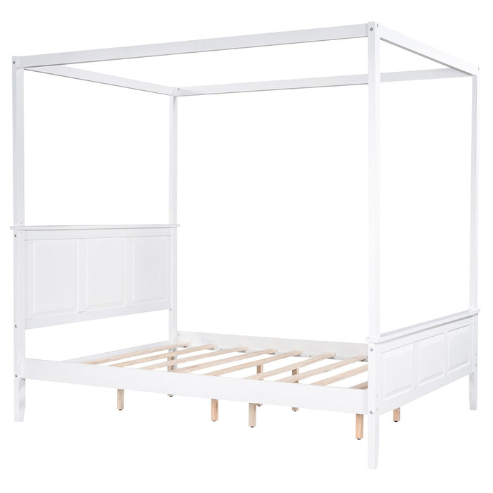 Queen - Size Canopy Platform Bed with Headboard, Footboard, and Slat Support Leg - Gear Elevation
