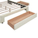 Queen Size Upholstered Platform Bed with One Large Drawer in the Footboard and Drawer on Each Side - Gear Elevation
