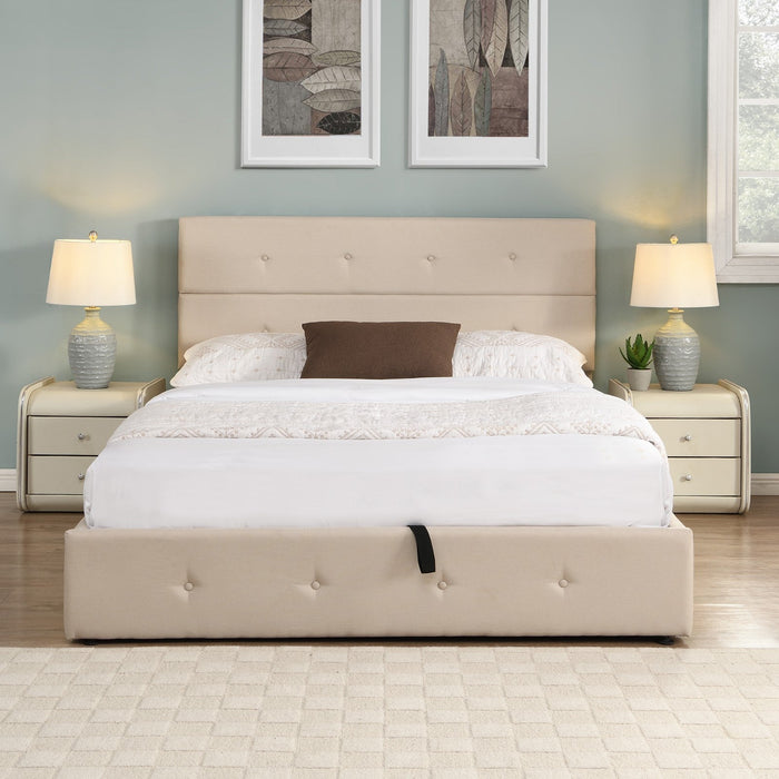 Queen Size Upholstered Platform Bed with Underneath Storage - Gear Elevation