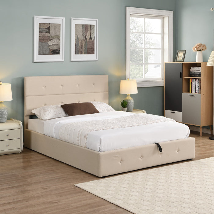 Queen Size Upholstered Platform Bed with Underneath Storage - Gear Elevation