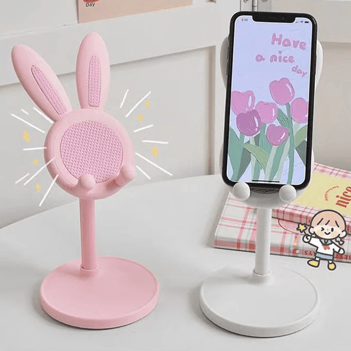 Rabbit Phone Holder – Adjustable and Raised Desktop Stand for Selfies, Video Calls, and Lazy Home Use - Gear Elevation
