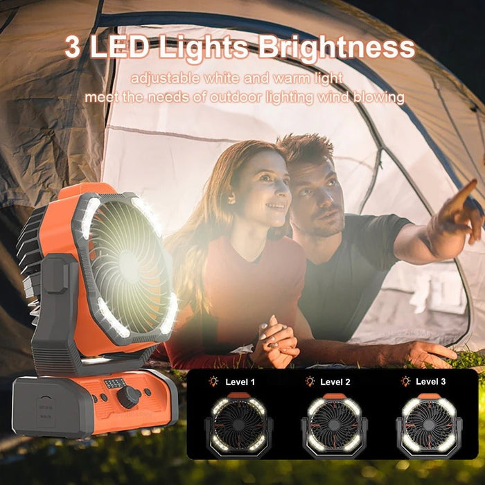 Rechargeable Portable Camping Fan - Ceiling Fan with Light and Remote Control - Gear Elevation