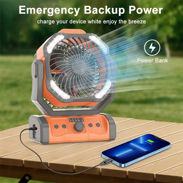 Rechargeable Portable Camping Fan - Ceiling Fan with Light and Remote Control - Gear Elevation