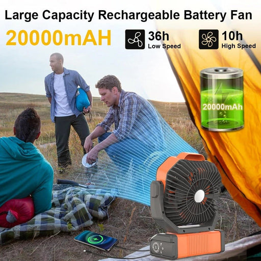 Rechargeable Portable Camping Fan - Ceiling Fan with Light and Remote Control - Gear Elevation