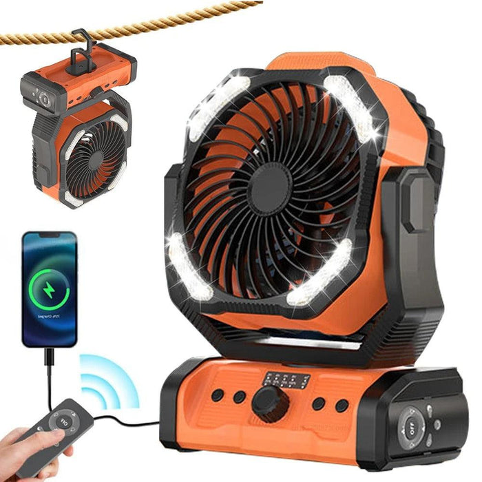 Rechargeable Portable Camping Fan - Ceiling Fan with Light and Remote Control - Gear Elevation