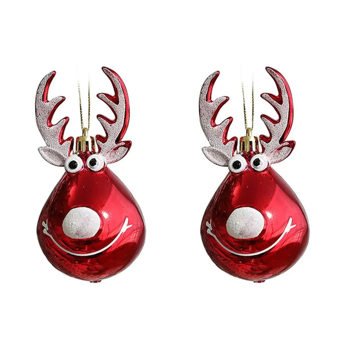 Red Christmas Ornament Balls with Charming Elk Scene – Festive Tree Pendants for Holiday Magic