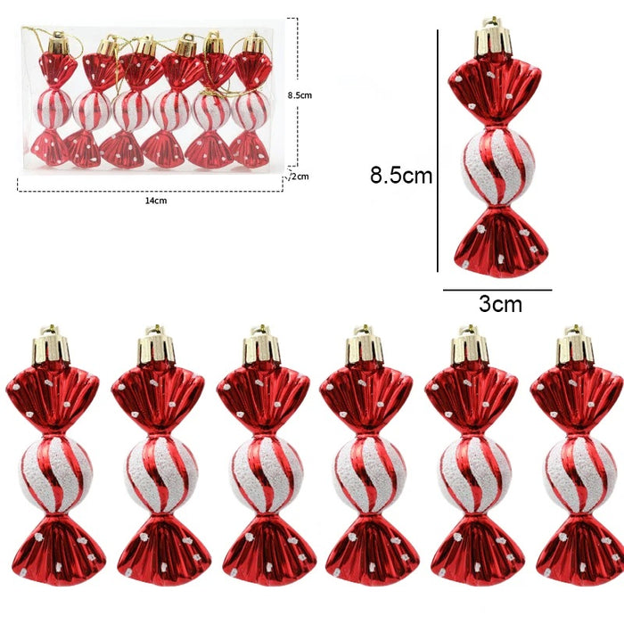 Electroplated Red Candy Lollipop Christmas Ornaments – Set of 6 Festive Tree Pendants for 2024 Holiday Décor - Gear Elevation