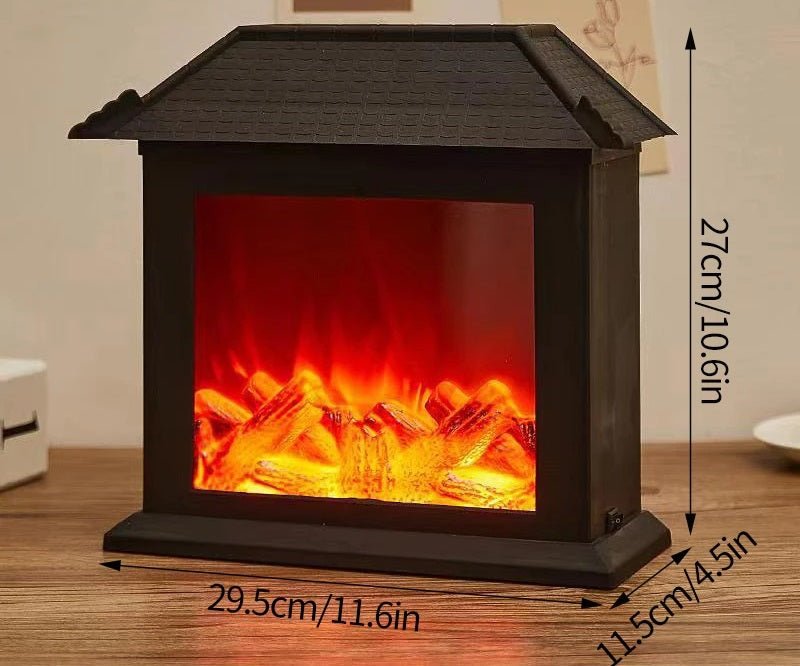 Retro Fireplace Lantern – Flickering Flame Night Light for Christmas Charm, USB/Battery - Powered Holiday Décor - Gear Elevation